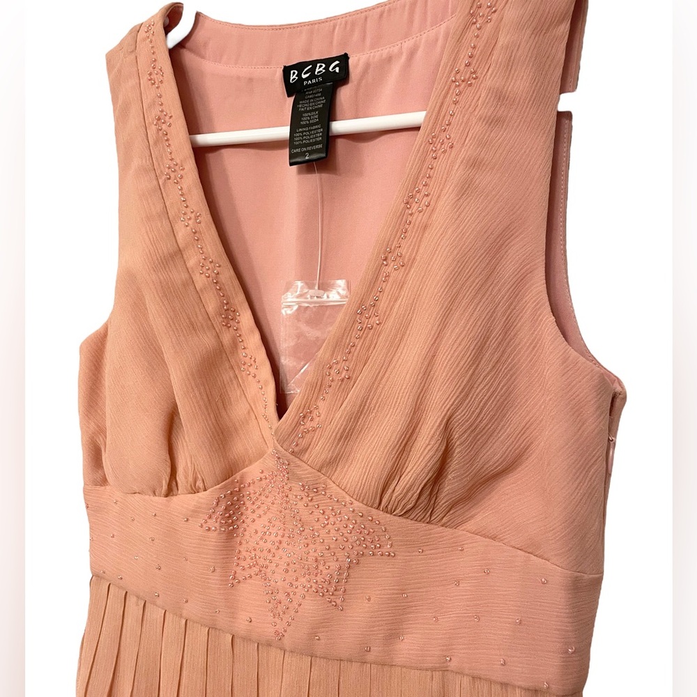 New With Tags - BCBG Paris 100% Silk Blush Dress - Picture 2 of 8